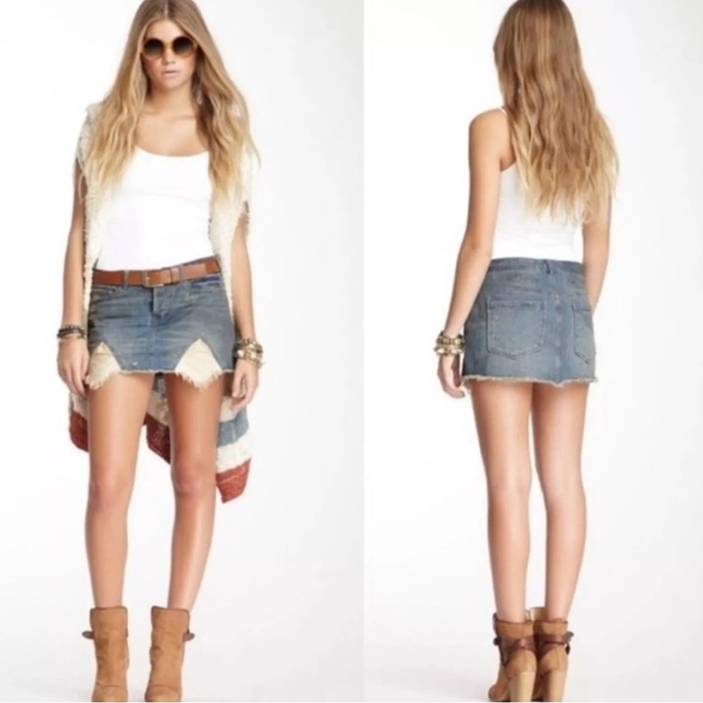 Free People - Mini Skirt - Handkerchief Lace Hem - Size 2